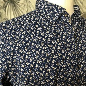 DENIM & FLOWER Navy floral long sleeve shirt Large
